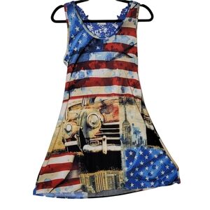Patriotic red white and blue Flag NYC Mini Dress Size Medium